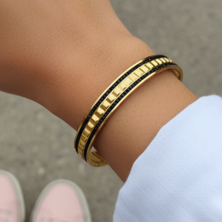 Bransoletka Midnight gold - z czarnymi cyrkoniami